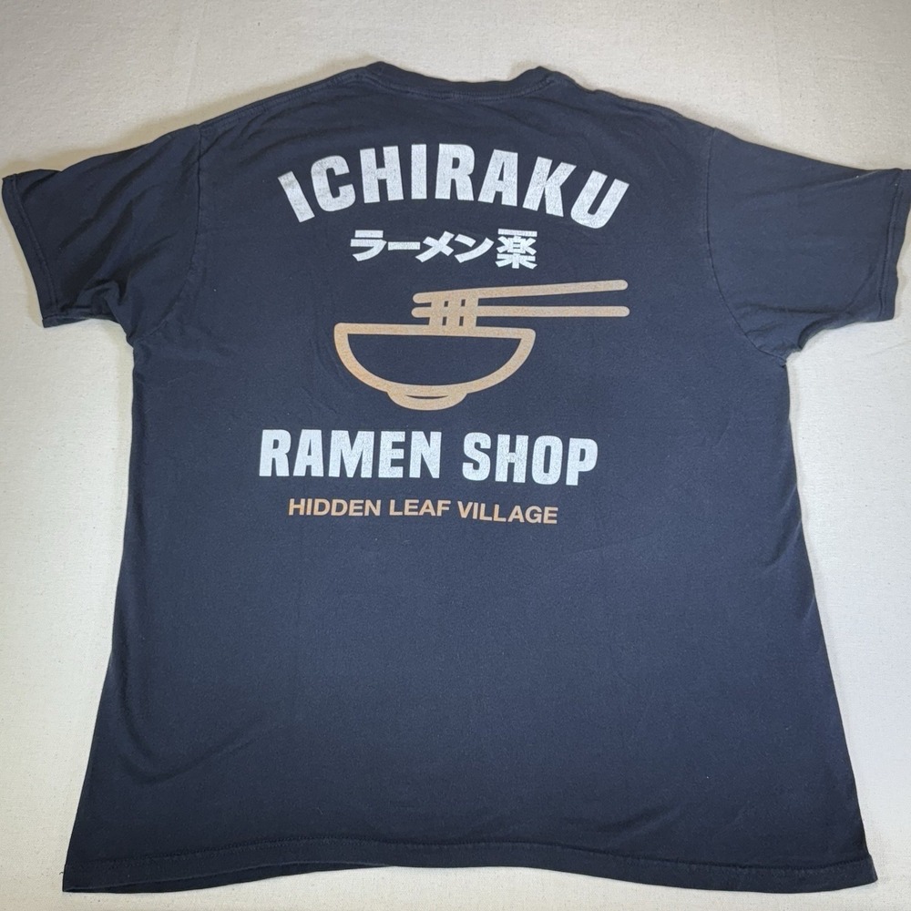 Naruto Ichiraku Ramen Shop T-Shirt, Black, XL, Short Sleeve Hidden Leaf Village